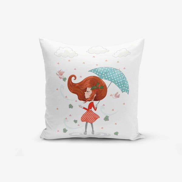 Pagalvės užvalkalas Minimalistiniai pagalvių užvalkalai Mergina su skėčiu, 45 x 45 cm