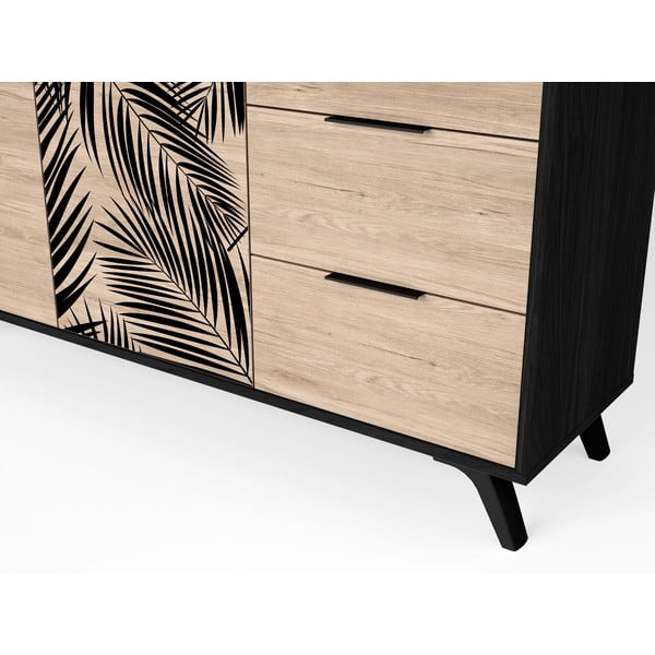 Juoda žema ąžuolinė komoda 136x81 cm Palmera - Marckeric-image-1
