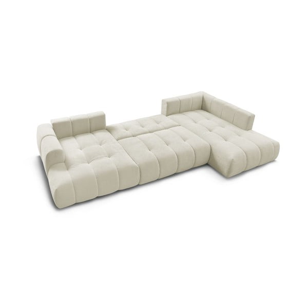Smėlio spalvos sulankstoma/su sandėliavimo vieta kampinė sofa (su dešiniuoju kampu/„U“ formos) Fuji – Bobochic Paris-image-4