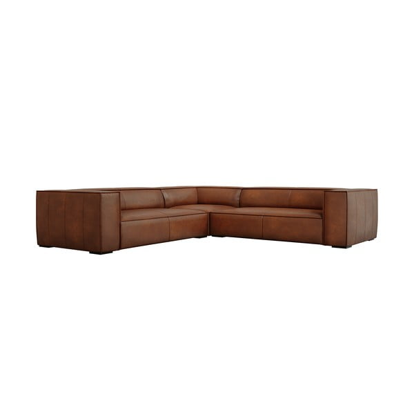 Konjako rudos spalvos odinė kampinė sofa (kintama) Madame - Windsor & Co Sofas
