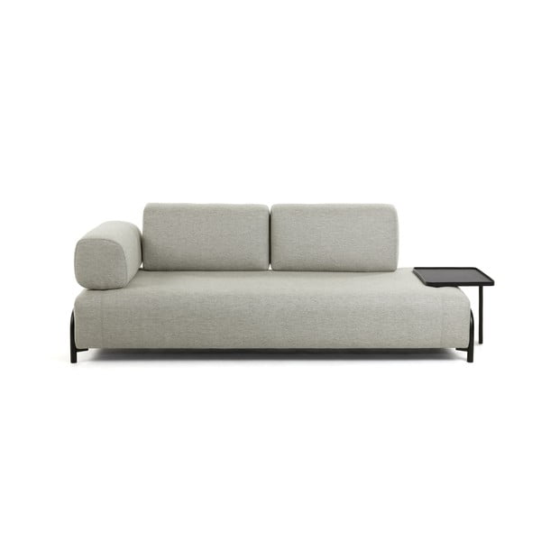 Smėlio ir pilkos spalvos sofa su integruotu staliuku Kave Home Compo