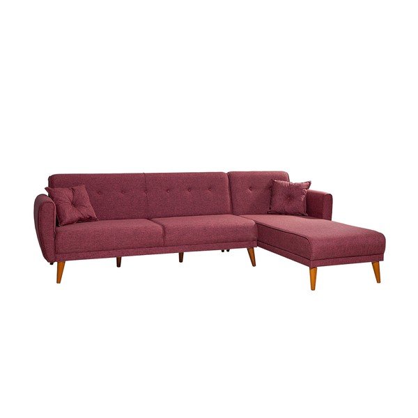 Sulankstoma kampinė sofa bordo spalvos Aria – Balcab Home-image-1