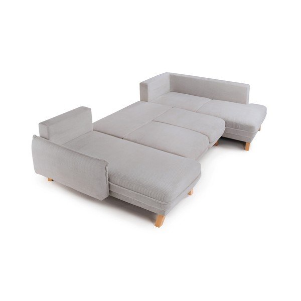 Šviesiai pilkos spalvos sulankstoma/su sandėliavimo vieta kampinė sofa iš kordinio velveto (su dešiniuoju kampu/„U“ formos) Tori – Bonami Selection-image-3