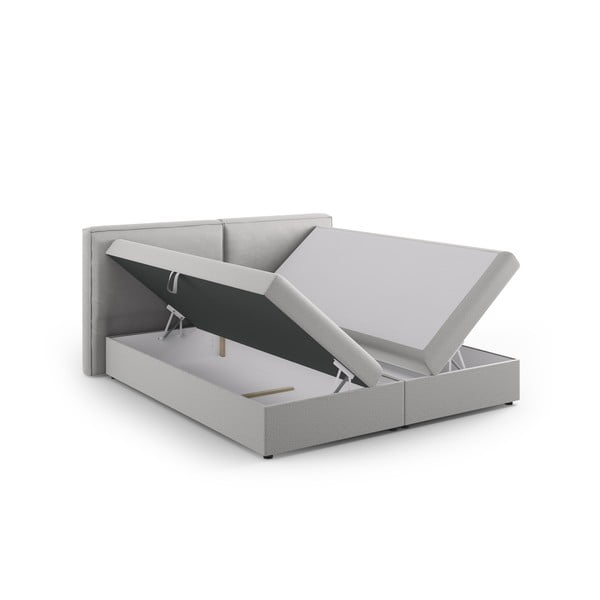Spyruoklinė lova šviesiai pilkos spalvos su sandėliavimo vieta 180x200 cm Arendal – Cosmopolitan Design-image-3