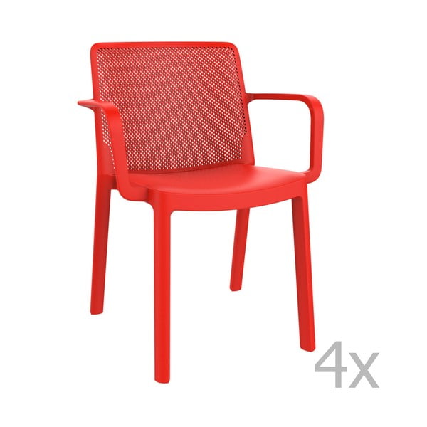 4 raudonų sodo kėdžių rinkinys "Resol Fresh