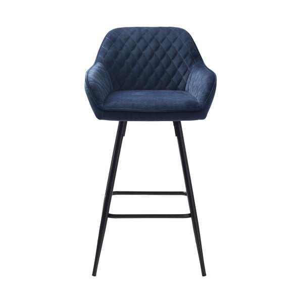 Iš aksomo baro taburetė mėlynos spalvos (sėdynės aukštis 67 cm) Milton – Unique Furniture-image-1