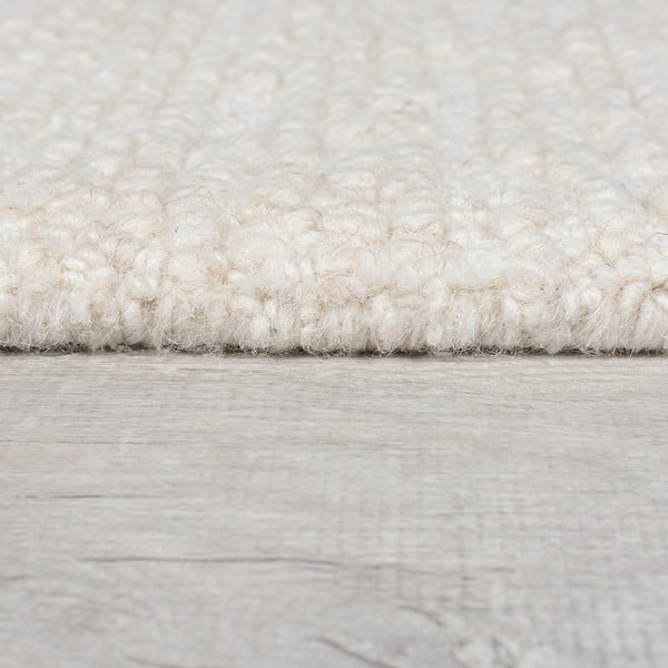 Rankų darbo dramblio kaulo spalvos iš vilnos kilimas 80x230 cm Harris Boucle – Flair Rugs-image-4