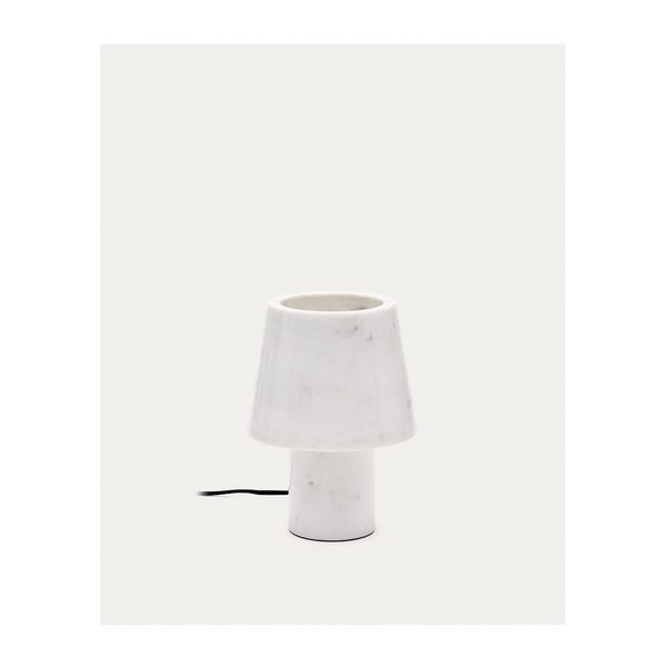 Dramblio kaulo spalvos iš marmuro stalinis šviestuvas (aukštis 27 cm) su marmuriniu gaubtu Alaro – Kave Home-image-4
