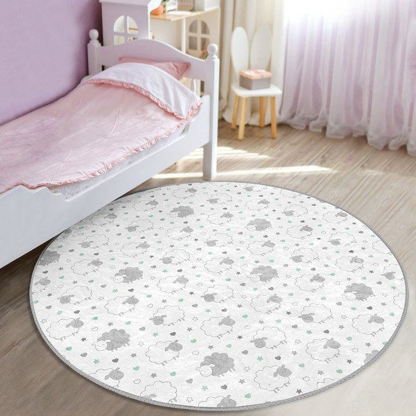 Vaikiškas kilimas baltos spalvos/šviesiai pilkos spalvos ø 80 cm Comfort – Mila Home-image-1