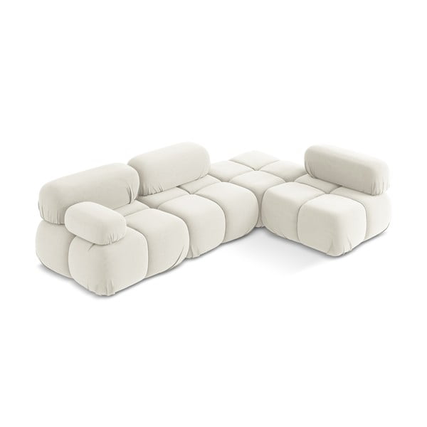 Baltos spalvos iš velveto modulinė kampinė sofa (su dešiniuoju kampu) Lokua – Makamii-image-2