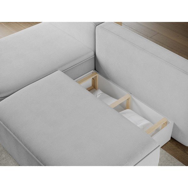 Pilkos spalvos sulankstoma/su sandėliavimo vieta kampinė sofa iš šenilinio audinio (su kairiuoju kampu/su gultu) Livosa – ELTAP-image-3