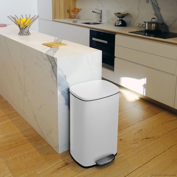 Matinės baltos spalvos iš plieno šiukšliadėžė su pedalu 50 l   Akira – Spirella-image-1