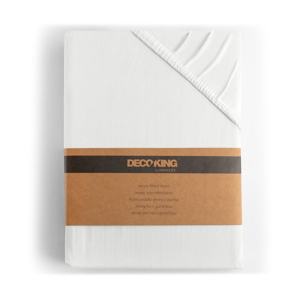 Baltos spalvos iš Jersey audinio paklodė su guma 240x200 cm Amber – Restilo-image-4