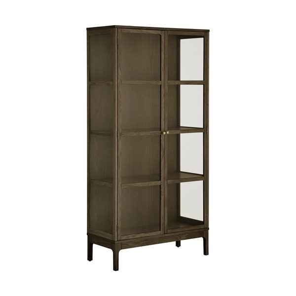Tamsiai rudos spalvos vitrina iš ąžuolo 90x180x40 cm Zamora – House Nordic