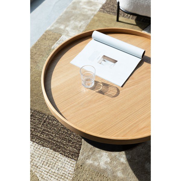 Natūralios spalvos apvalios formos kavos staliukas su ąžuolo dekoro stalviršiu ø 70 cm Yuri L – White Label-image-2