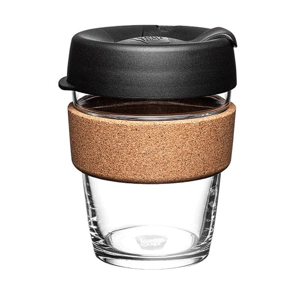 Kelioninis puodelis (ne termo) juodos spalvos/rudos spalvos 340 ml Brew Cork Black M – KeepCup