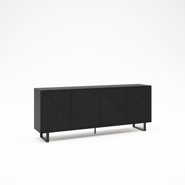 Šoninė spintelė juodos spalvos 201x80x40 cm Peta – Marckeric-image-2