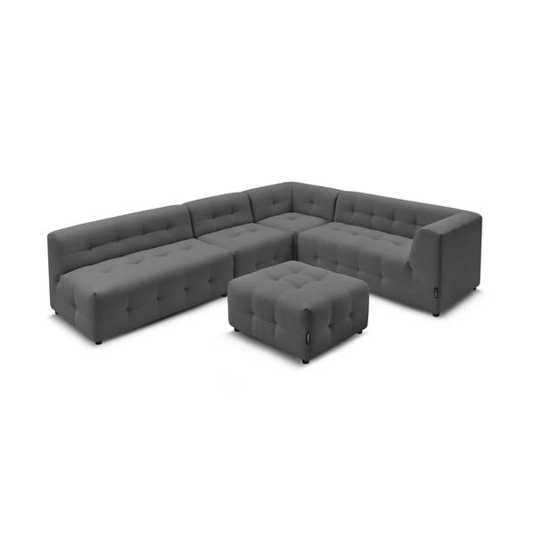 Tamsiai pilka kampinė sofa (dešinysis kampas) Kleber - Bobochic Paris-image-4