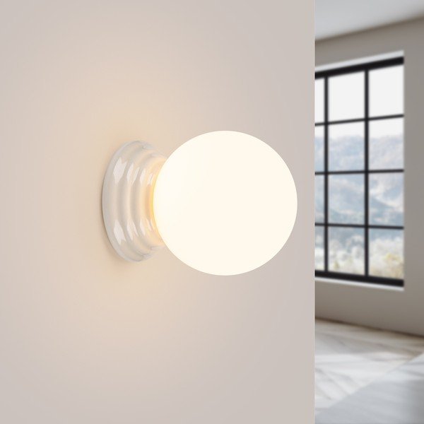 Baltos spalvos iš keramikos sieninė lempa ø 12 cm Farsa – Sollux-image-4