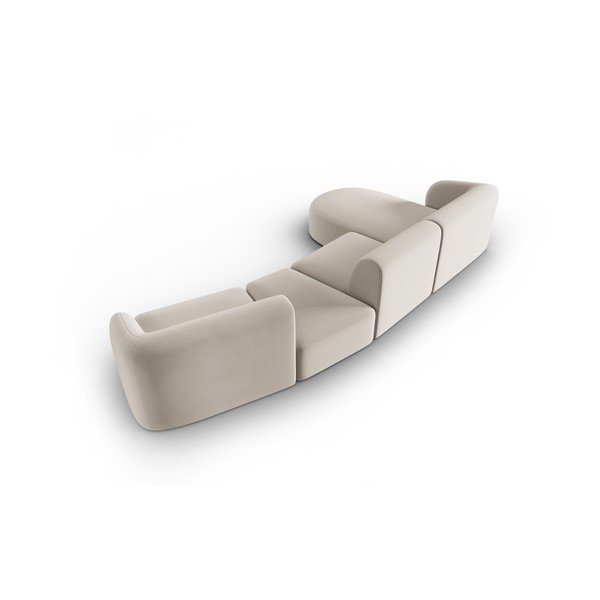 Smėlio spalvos iš velveto kampinė sofa (su kairiuoju kampu/su gultu) Paolo – Milo Casa-image-3