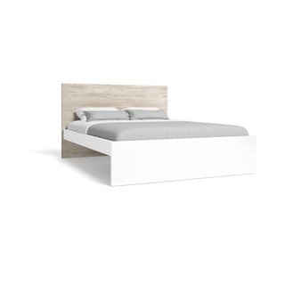 Balta/natūrali dvigulė lova iš ąžuolo 160x200 cm Sahara - Marckeric