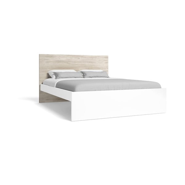 Balta/natūrali dvigulė lova iš ąžuolo 160x200 cm Sahara - Marckeric