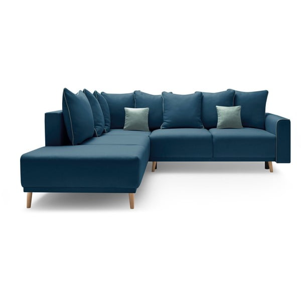 "Bobochic Paris Mola L" tamsiai mėlyna sofa-lova, kairysis kampas