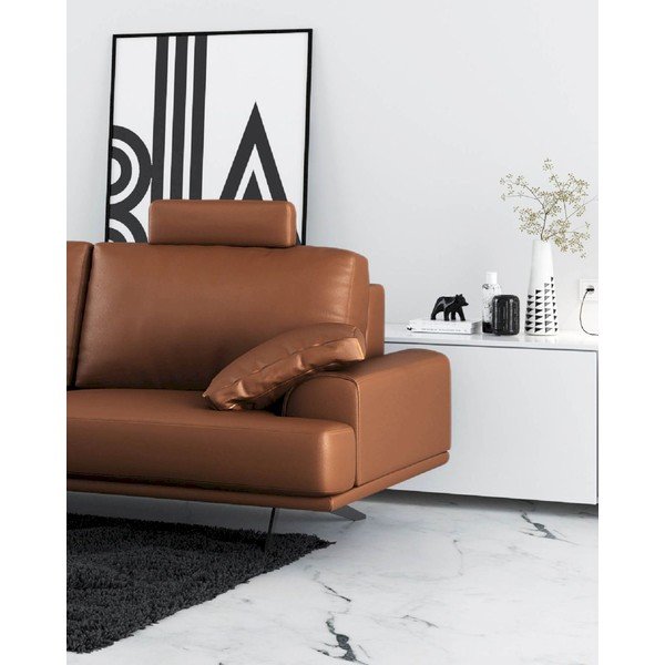 Sofa konjako rudos spalvos iš odos 220 cm Prado – MESONICA-image-4