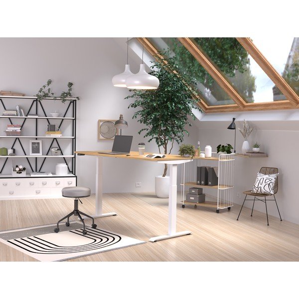 Elektra reguliuojamas aukštis rašomasis stalas su ąžuolo dekoro stalviršiu 80x160 cm Jet – Germania-image-1