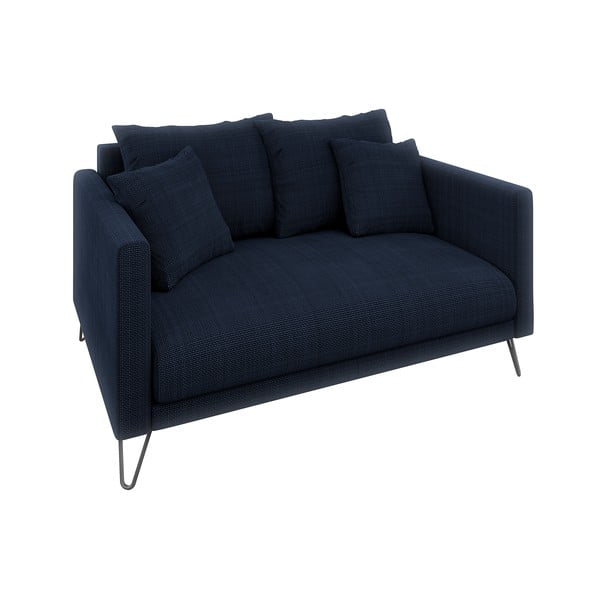 Tamsiai mėlynos spalvos iš šenilinio audinio sofa 140 cm Freya – Ropez