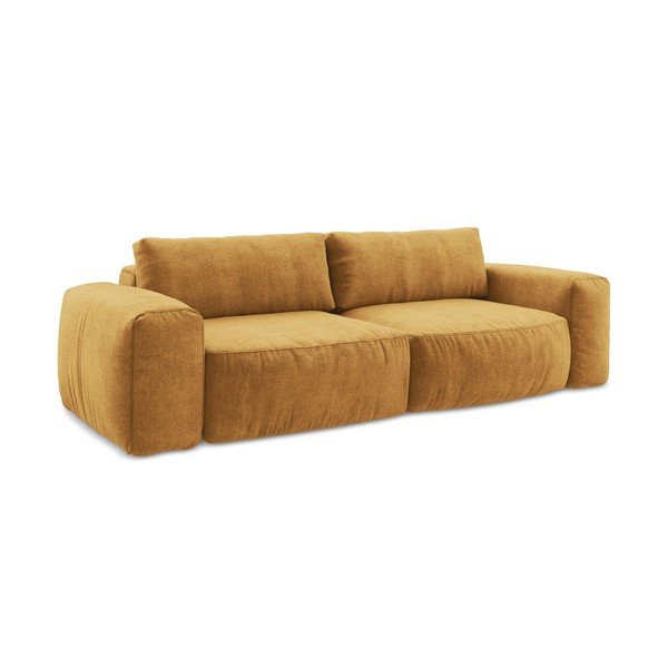 Garstyčių spalvos sulankstoma sofa iš šenilinio audinio 275 cm Kuki – Makamii-image-2