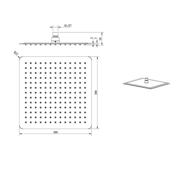 Iš nerūdijančio plieno viršutinis dušas blizgios sidabrinės spalvos Slim – Sapho-image-2