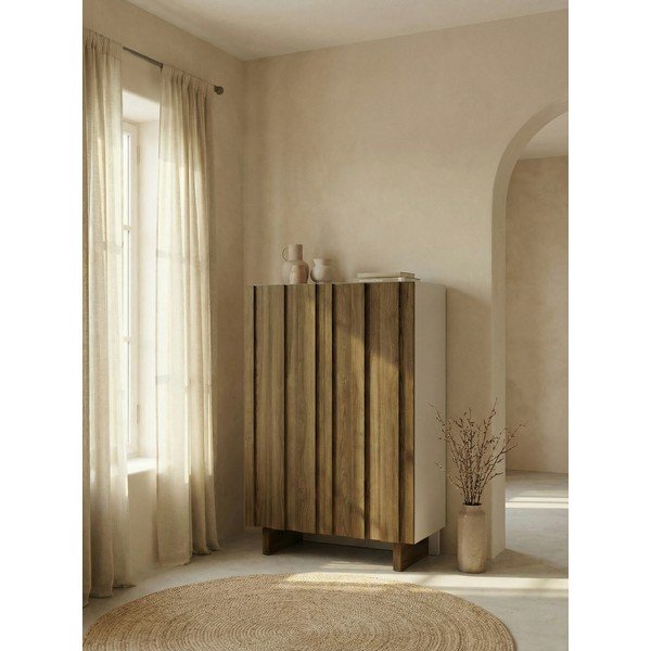 Kreminės spalvos/natūralios spalvos iš pušies masyvo spintelė 90x120x43 cm Marlo – Marckeric-image-1