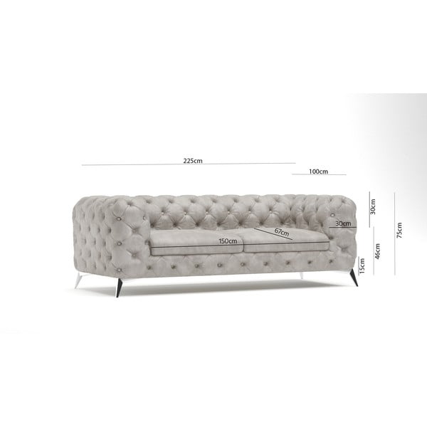 Šviesiai pilkos spalvos iš velveto sofa 225 cm Chelsea – Ropez-image-4