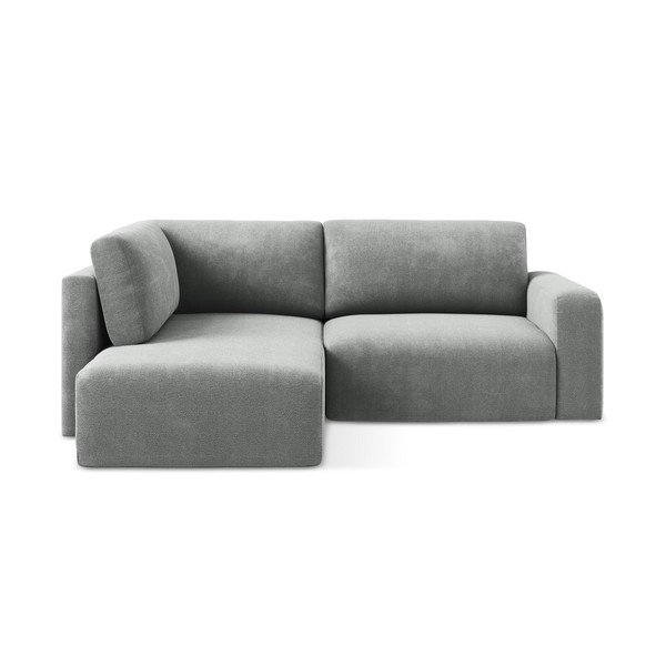 Pilkos spalvos sulankstoma/su sandėliavimo vieta kampinė sofa iš šenilinio audinio (su kairiuoju kampu/„L“ formos) Kona – Makamii