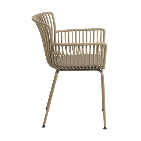 Smėlio spalvos metalinė/plastikinė sodo kėdė Surpika – Kave Home-image-4