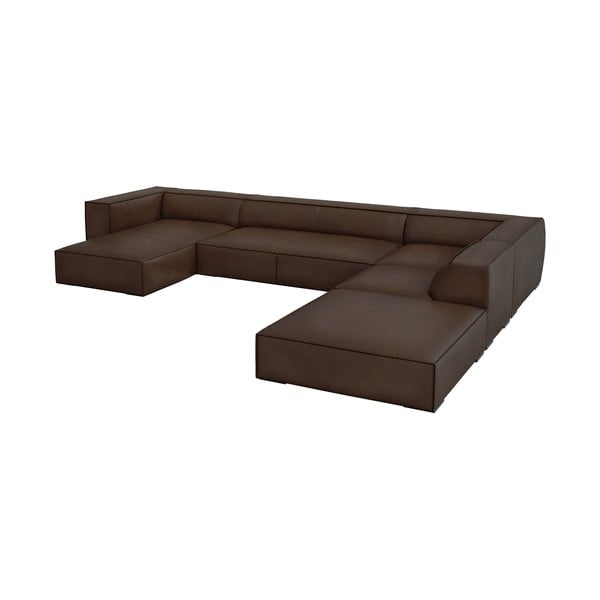Tamsiai ruda odinė kampinė sofa (dešinysis kampas) Madame - Windsor & Co Sofas-image-2