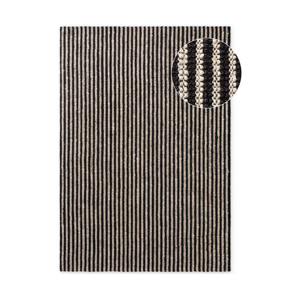 Rankų darbo juodos spalvos iš džiuto kilimas 160x230 cm Harvest Ebony – Elle Decoration