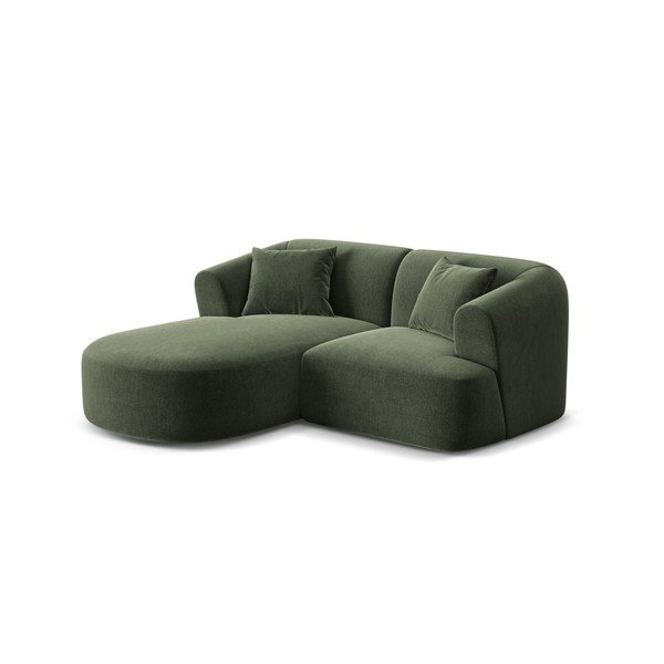 Žalios spalvos kampinė sofa iš velveto (su kairiuoju kampu/su gultu) Campi – Cosmopolitan Design-image-3