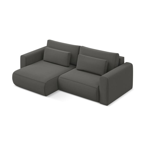 Tamsiai pilkos spalvos iš velveto sulankstoma/su sandėliavimo vieta kampinė sofa (su kairiuoju kampu/su gultu) Kapua – Makamii-image-4