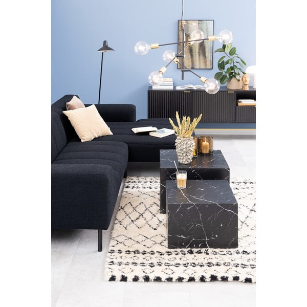 Kavos staliukai juodos spalvos 2 vnt. su marmuro dekoru 58x58 cm Dice – Actona-image-2