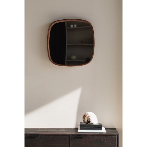 Sieninis veidrodis su medžio masyvo rėmu 50x50 cm Nyko – White Label-image-1