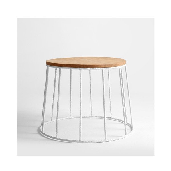 Baltos spalvos staliukas su ąžuoliniu stalviršiu "Custom Form Memo", ⌀ 50 cm-image-1