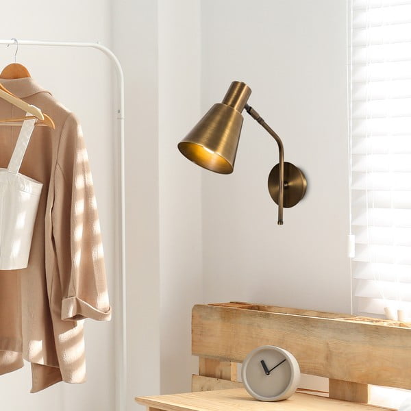 Auksinės spalvos sieninė lempa ø 15 cm Kem – Opviq lights-image-2