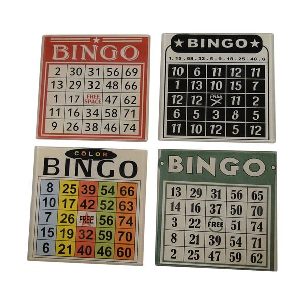 4 stiklinių padėkliukų rinkinys "Antic Line Bingo