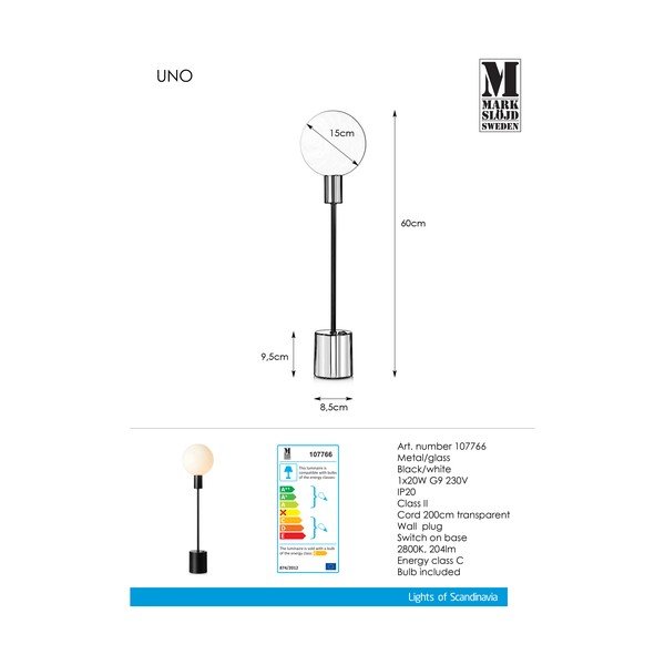 Juoda stalinė lempa Markslöjd Uno Table Black-image-2