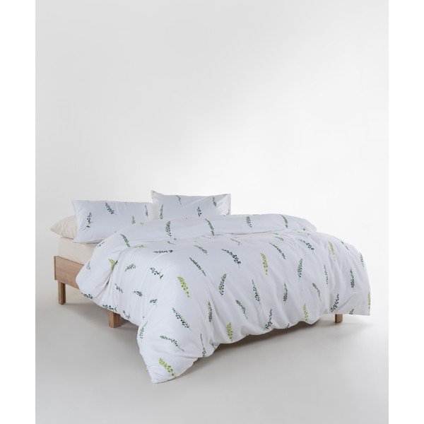 Baltos spalvos/žalios spalvos iš satino medvilnės dvigulė/itin ilga patalynė 240x220 cm Marseille Floral – Mila Home Luxury-image-2