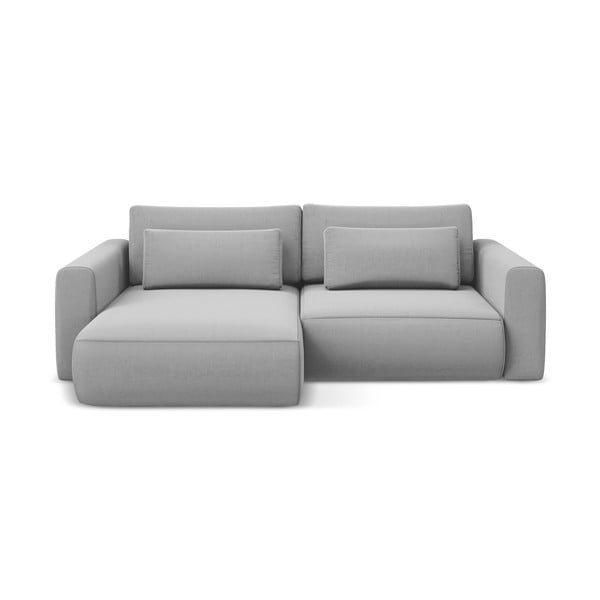 Šviesiai pilkos spalvos iš velveto sulankstoma/su sandėliavimo vieta kampinė sofa (su kairiuoju kampu/su gultu) Kapua – Makamii