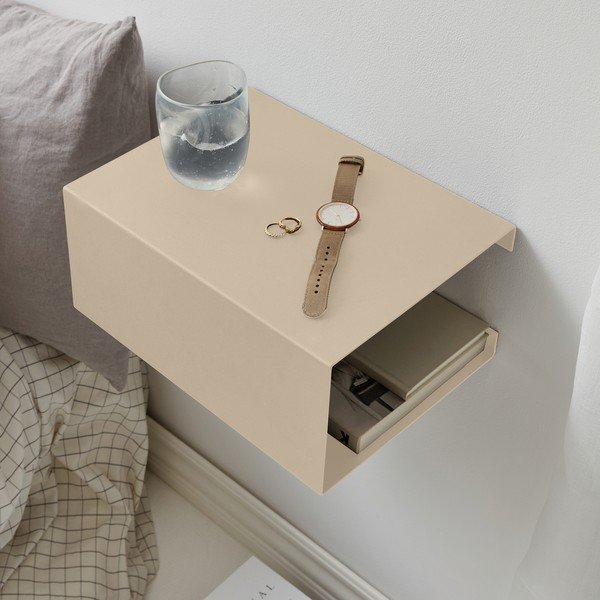 Smėlio spalvos iš plieno kelių aukštų sieninė lentyna 35 cm – ReCollector-image-1