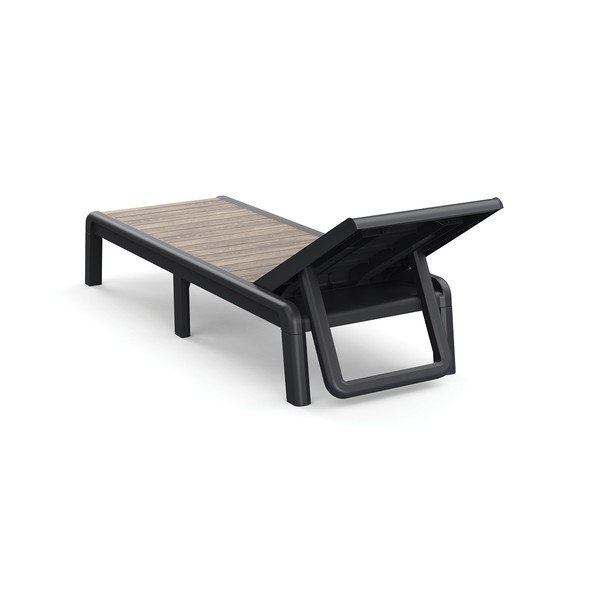 Rudos spalvos plastikinis reguliuojamas/sulankstomas sodo šezlongas Deco Porto – Keter-image-3